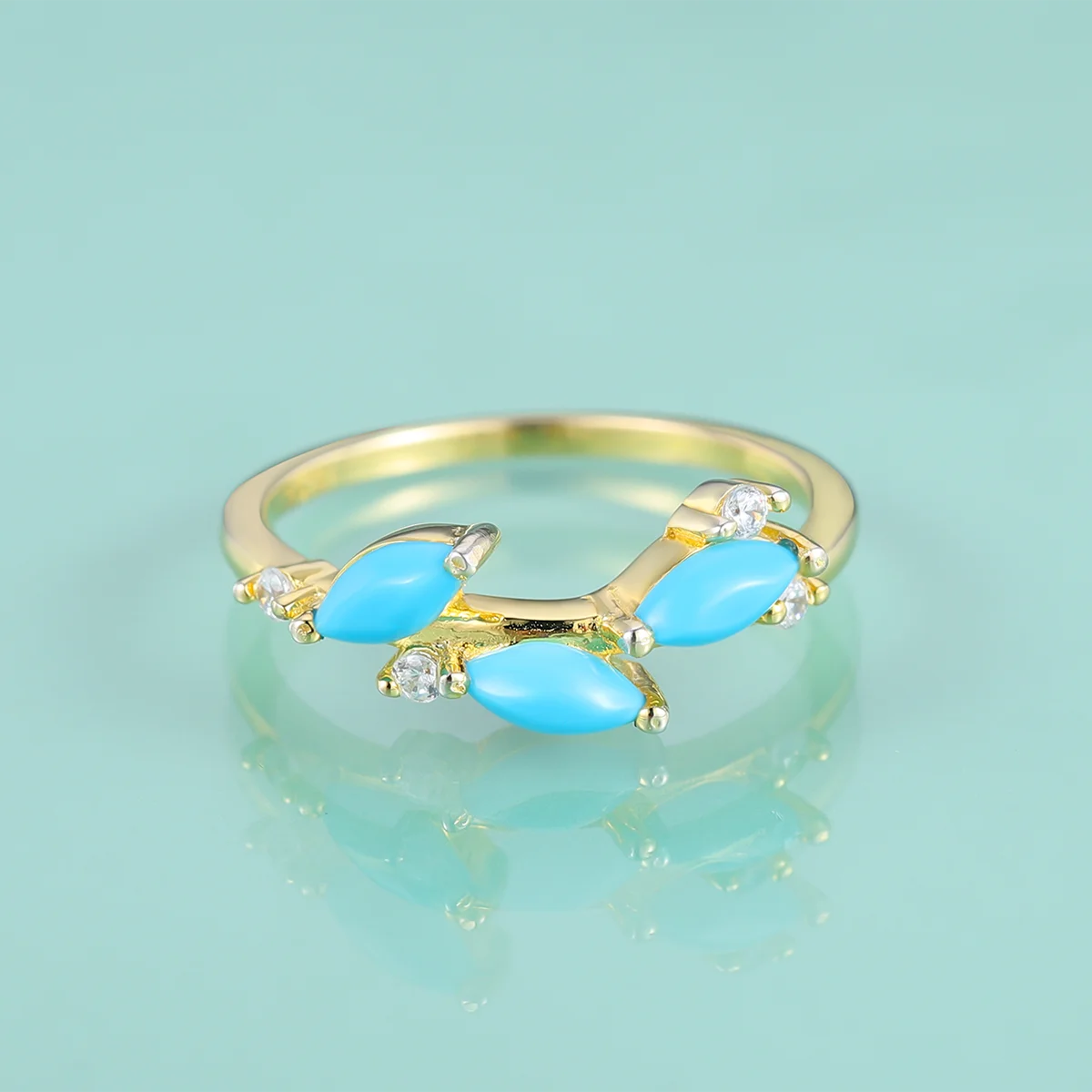

Gem's Beauty Lab Turquoise Olive Branch Rings 14K Gold Filled 925 Sterling Silver Peace Ring Anniversary Ring Fine Jewelry Gift