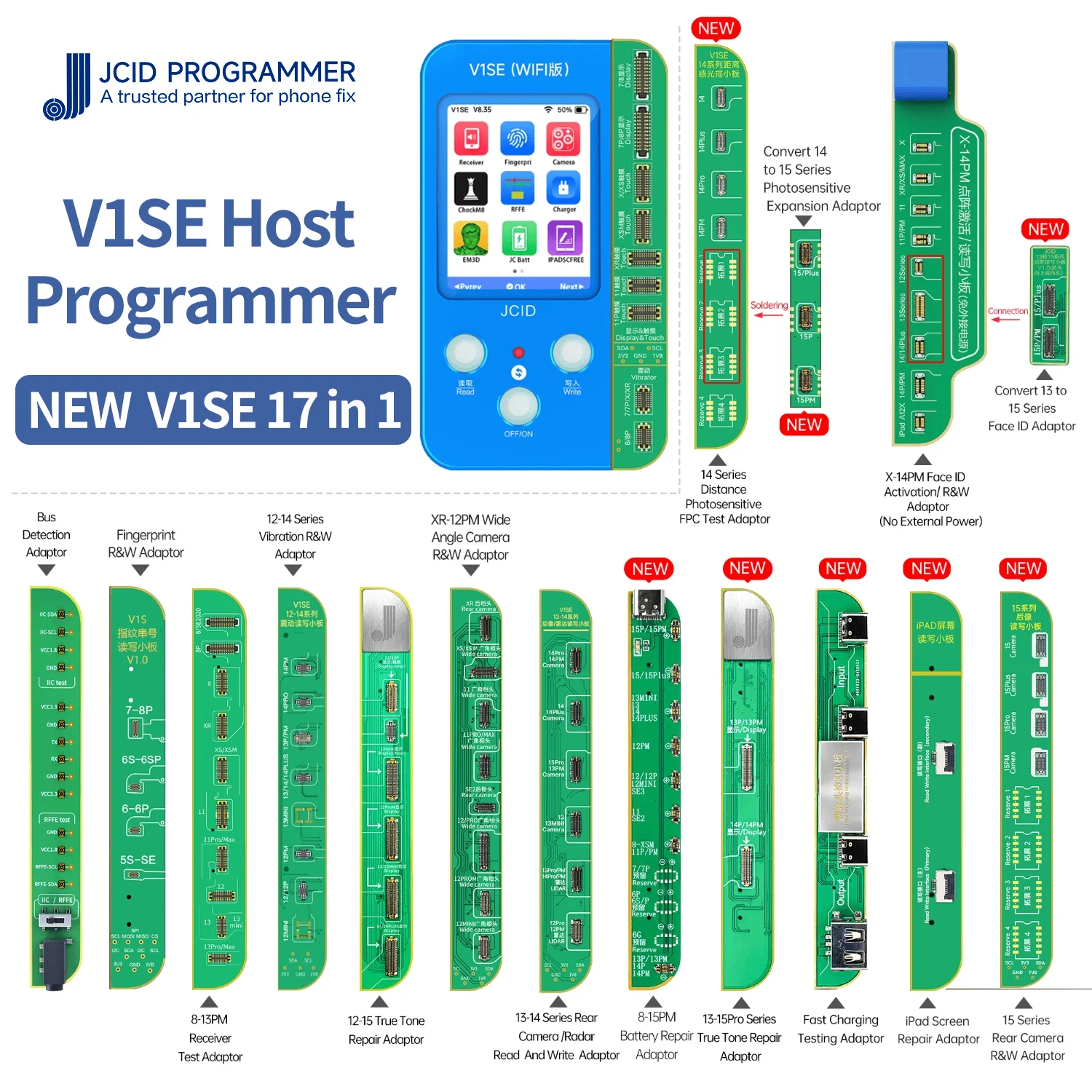 JCID V1SE Programmer Suitable for IPhone X-15ProMax Maintenance Dot Matrix Projection Color Touch Camera Small Board Tool