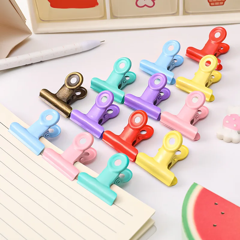 1PCS Candy Color Paper Clip Metal Paper Clamp Document Organizer Clip Multifunction Binder Clip School Office Stationery