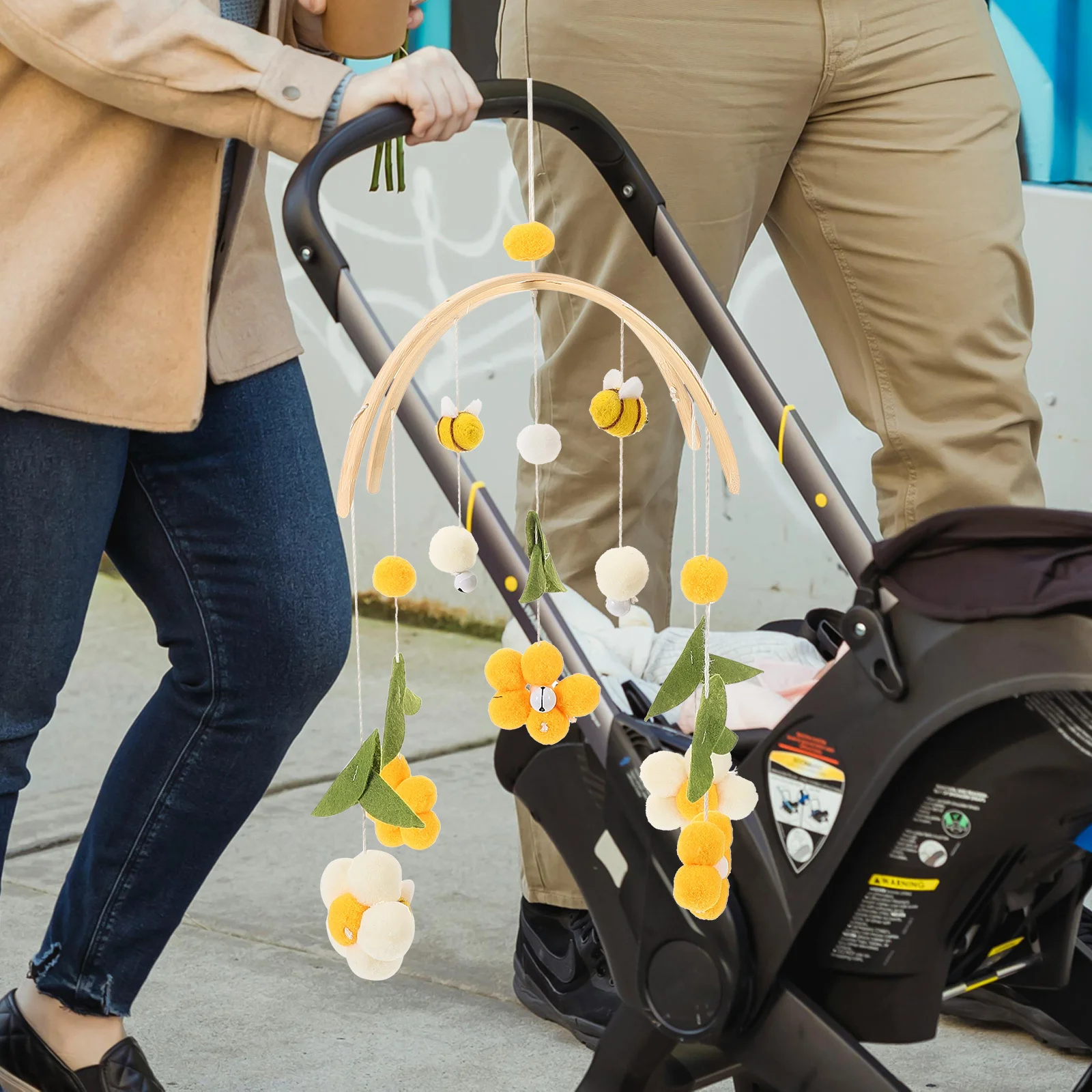 Mobiles Babybett aus Holz mit Bienenblume, leichte Hängedekoration für Kinderzimmer und Babyzimmer, mobile Hängedekorationen für Kinderbett