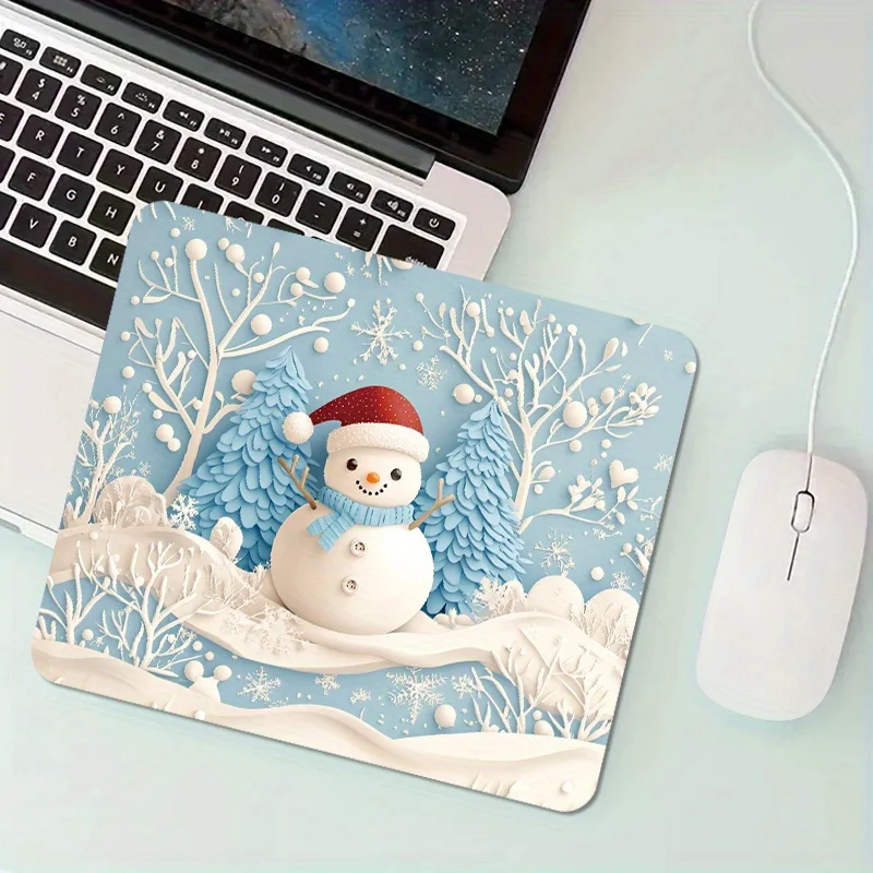 

Christmas snowman creative printed mousepad anti-slip rubber washable portable small computer game accessory suitable for home