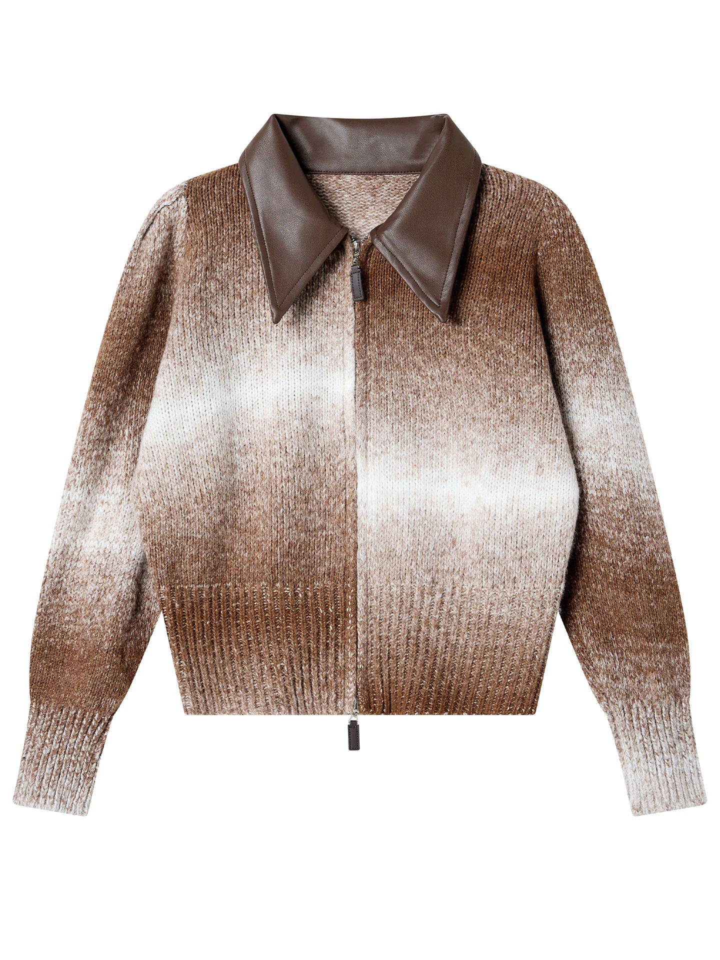 Kardigan Rajut Wanita Kerah Turun Lengan Panjang Gaya Chic, Sweater Longgar Model Korea Terbaru dengan Ritsleting Ganda untuk Wanita