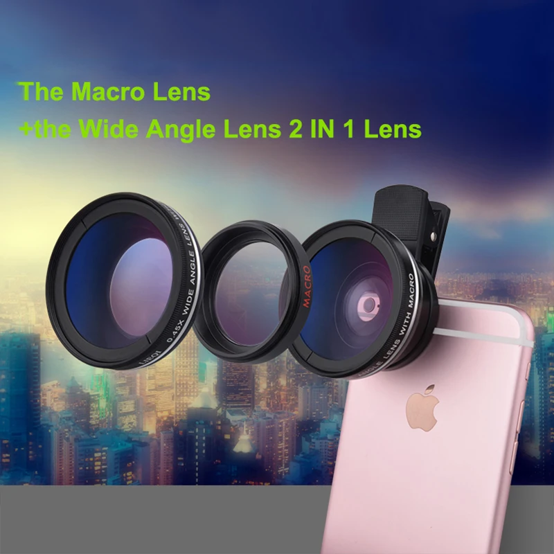 2 وظيفة عدسة الهاتف المحمول 0.45X زاوية واسعة لين و 12.5X ماكرو HD عدسة الكاميرا العالمية للهاتف آيفون أندرويد