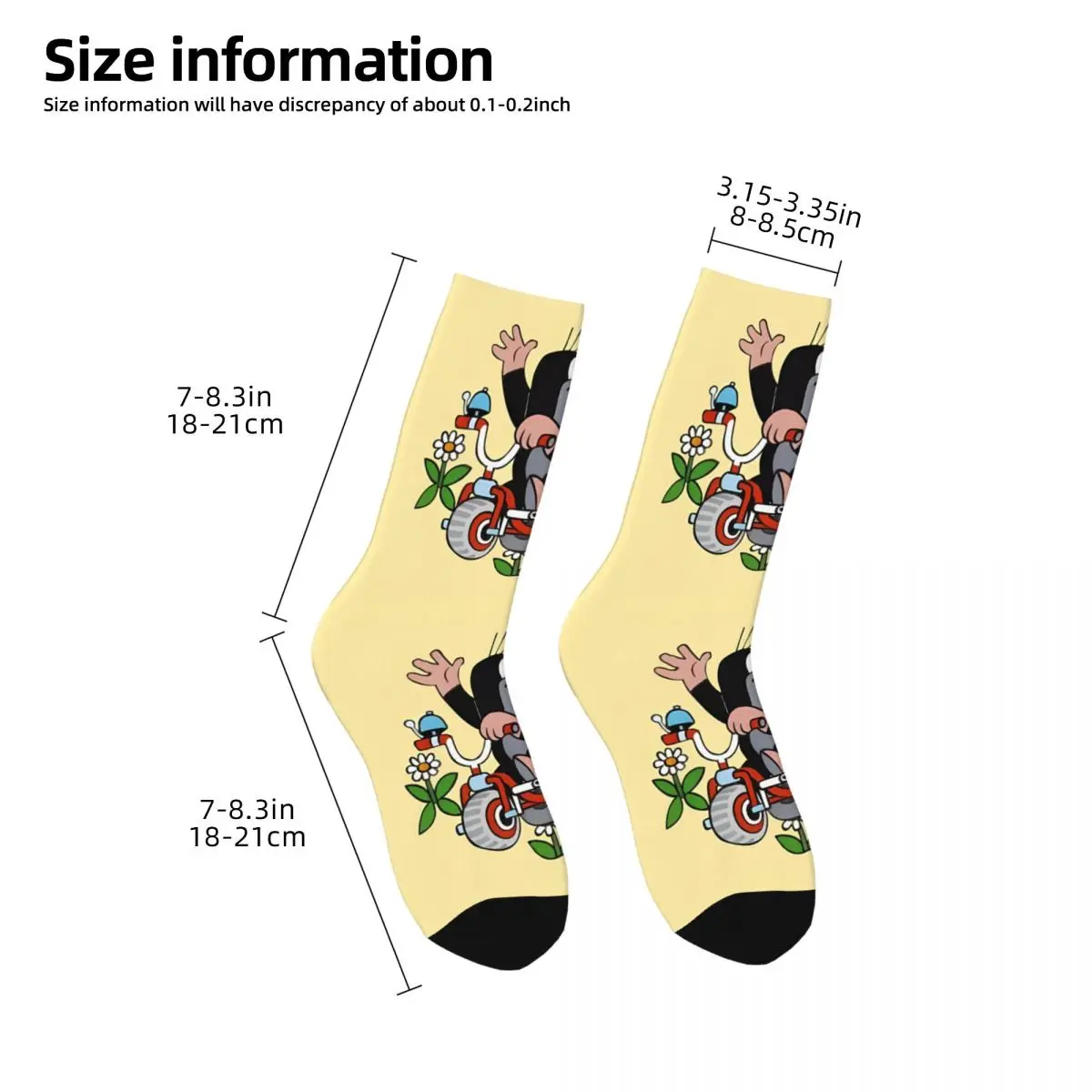 Vintage Casual Men's Socks The Little Mole Unisex Hip Hop Seamless Printed Funny Crew Sock Gift