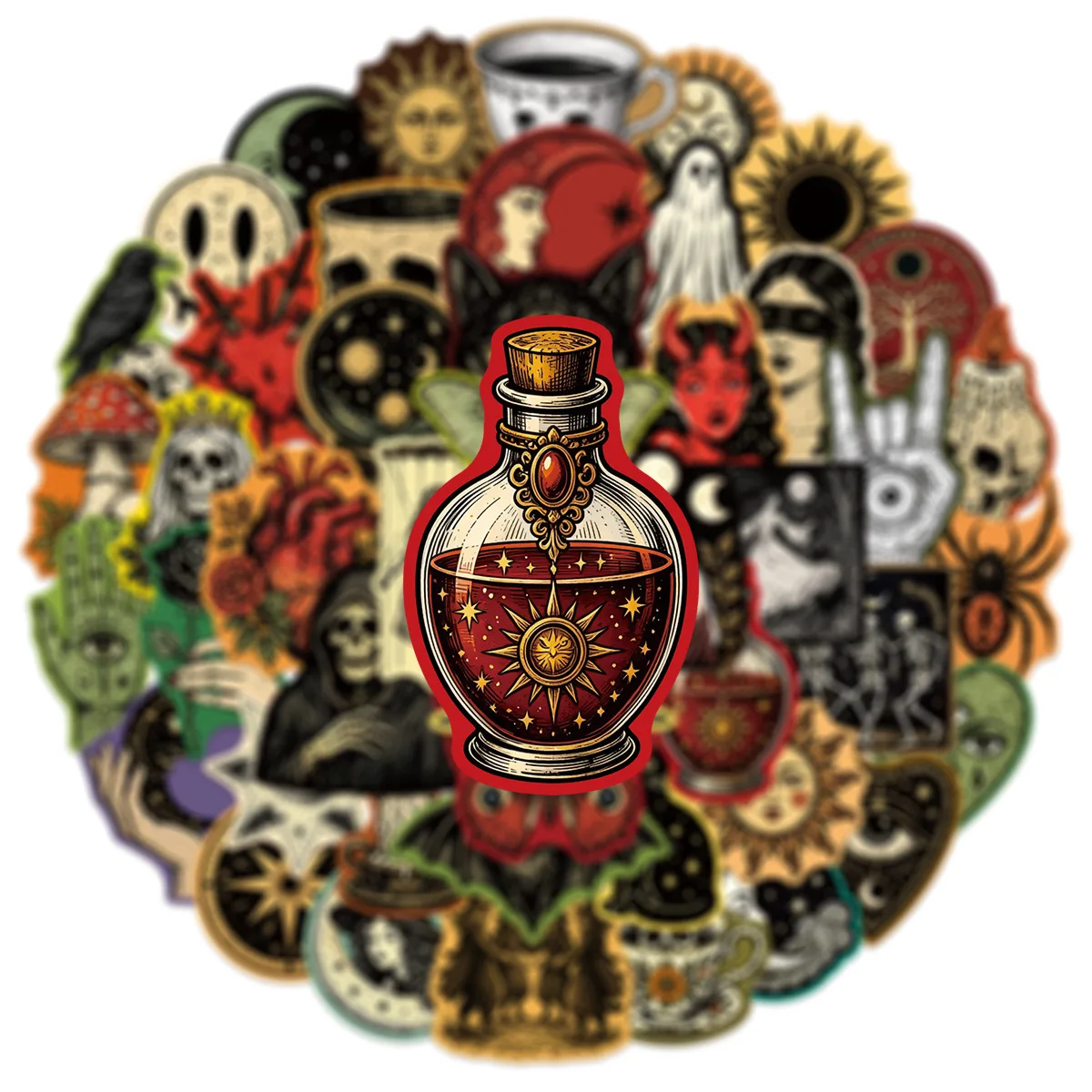 50 Stück Vintage Gothic Ästhetische Graffiti-Aufkleber Wasserdichte Vinyl-Sticker für Gitarre, Notizbuch, Gepäck, Laptop – Detail 3