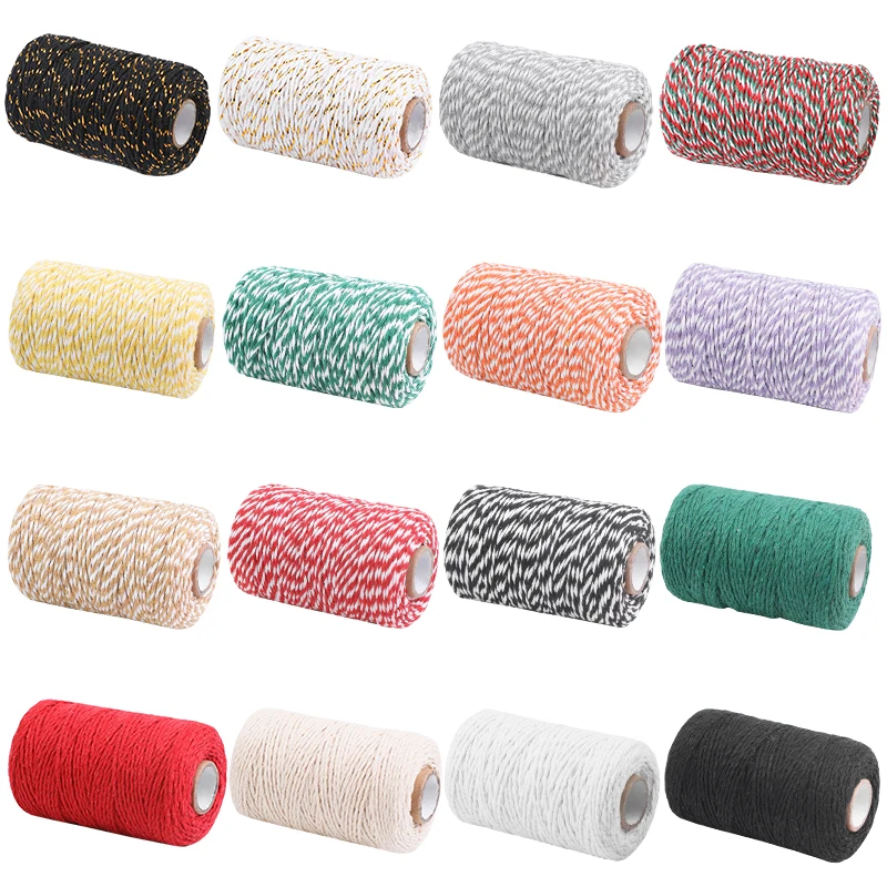 100M 100% Cotton Rope For Party Wedding Decoration Accessory Colorful Twine Macrame Cord String Thread With 12 Color