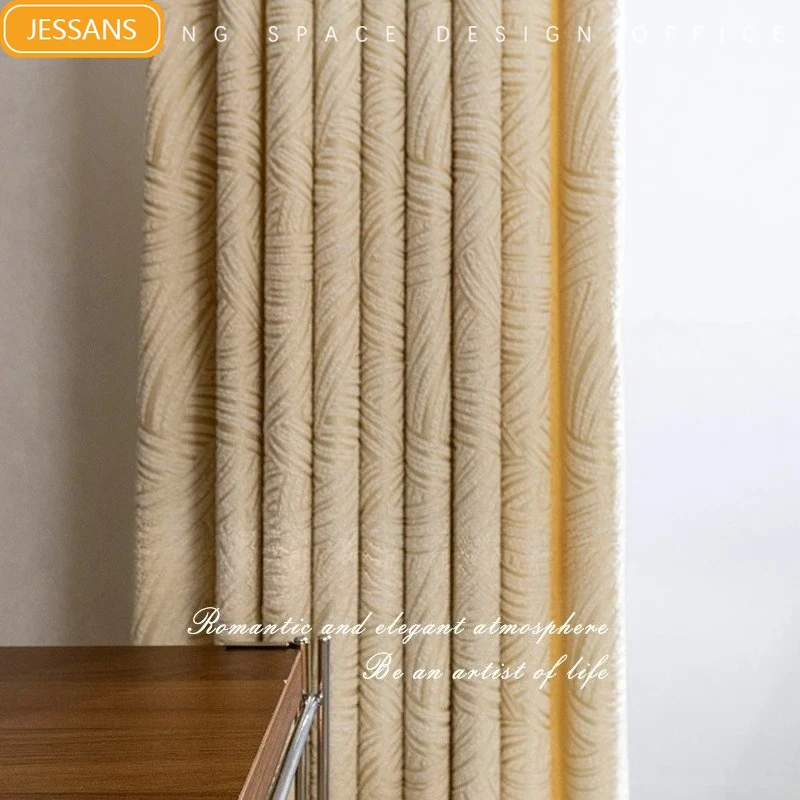

Французские рельефные кремовые белые жаккардовые утолщенные шторы для гостиной, спальни, французского окна, балкона, индивидуальная готовая вилла