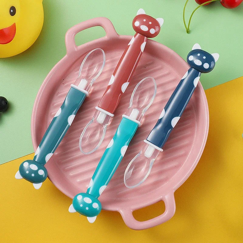 Baby Silicone Soft Spoon Training Feeding Spoons for Children Kids Cute Cartoon Tableware Infants Anti-scalding Feeder Utensils