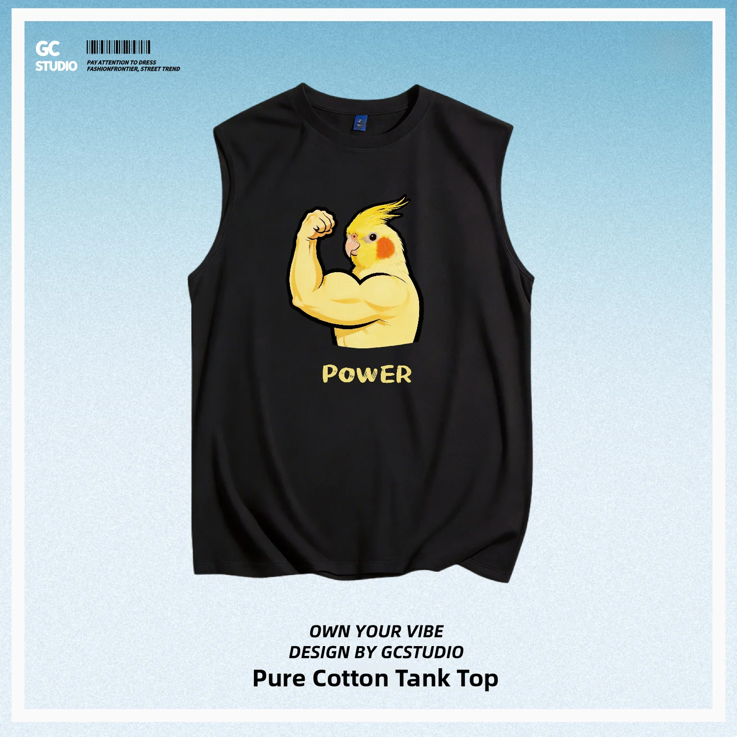 Men's And Women's Pure Cotton Muscle Fitness Vest Breathable Cute Bird Creative Funny Printed T-Shirt Comfortable Sports Vest