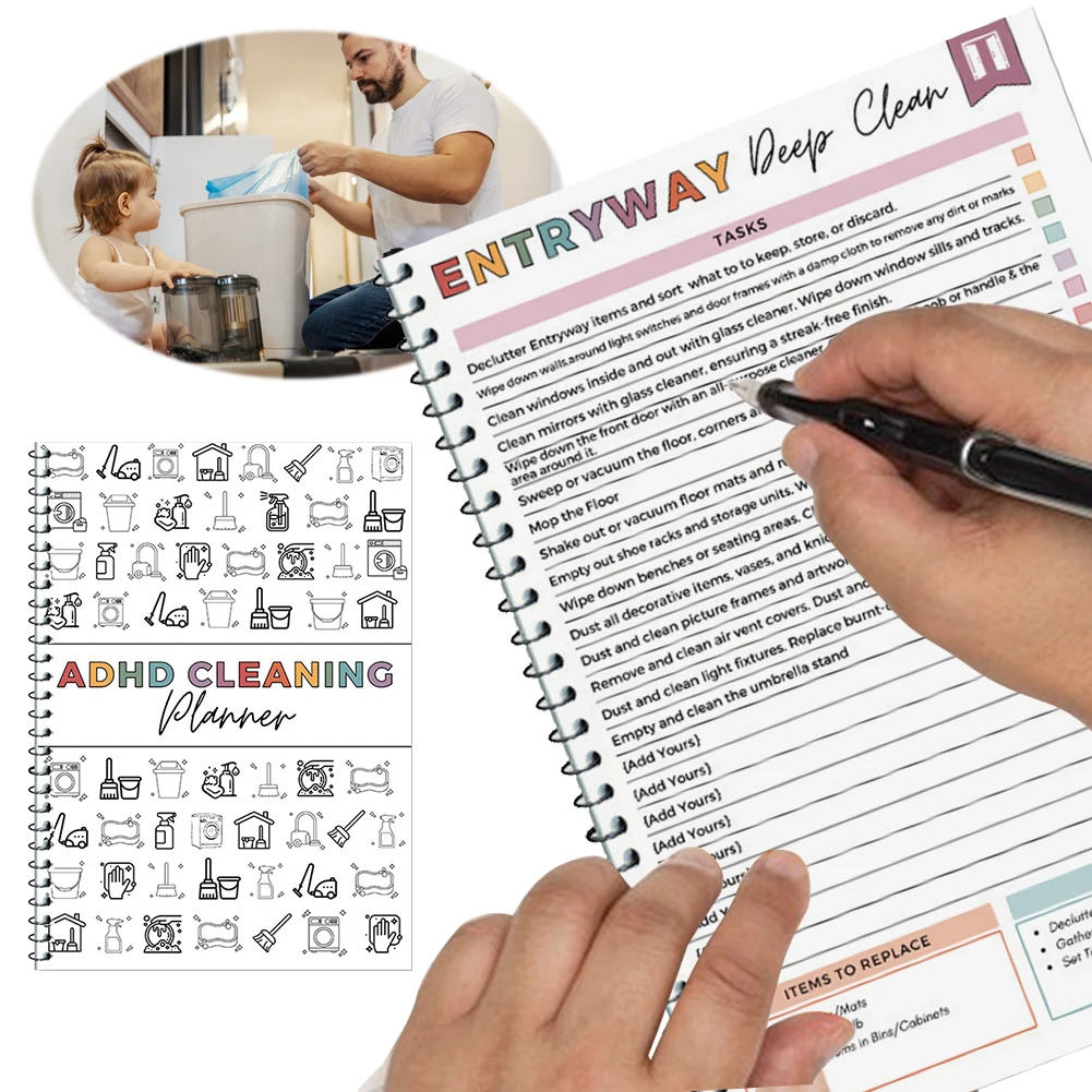 Home Cleaning Schedule Notebook Wear Resist Household Cleaning Schedule Multifunction Annual Cleaning Checklist for Home Office