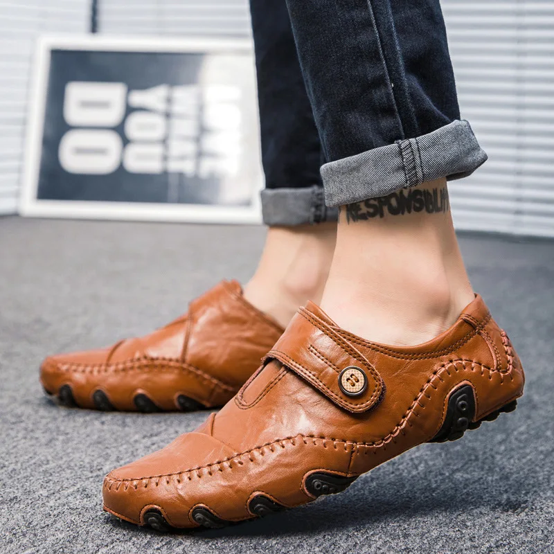 

Новые мужские деловые кожаные туфли для отдыха обувь British Wind Bean, большие мужские туфли Octopus, обувь для вождения 2021