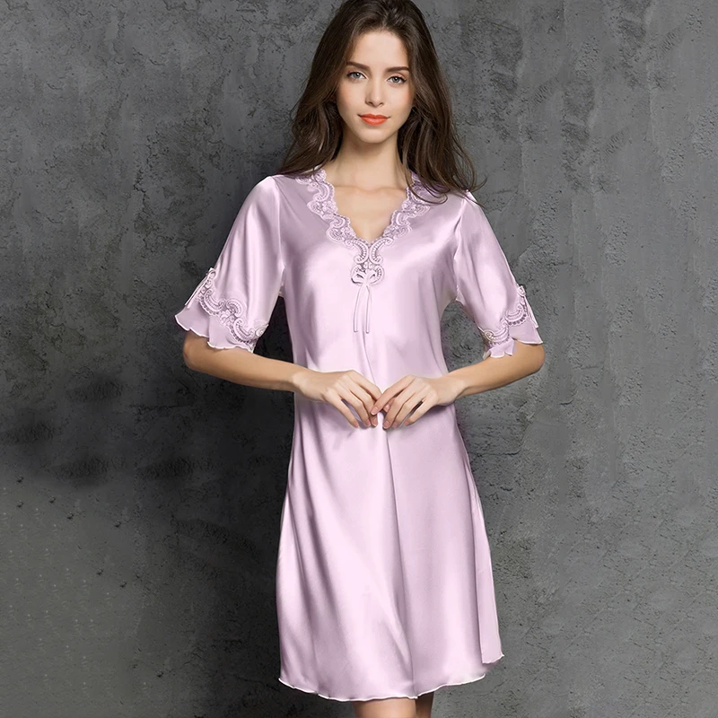 Fashion Ladies Lace Sexy Sling Nightdress Women\'s Sexy Lingerie Satin Sleepwear Lace Nightwear Homewear pyjama femme Loungewear