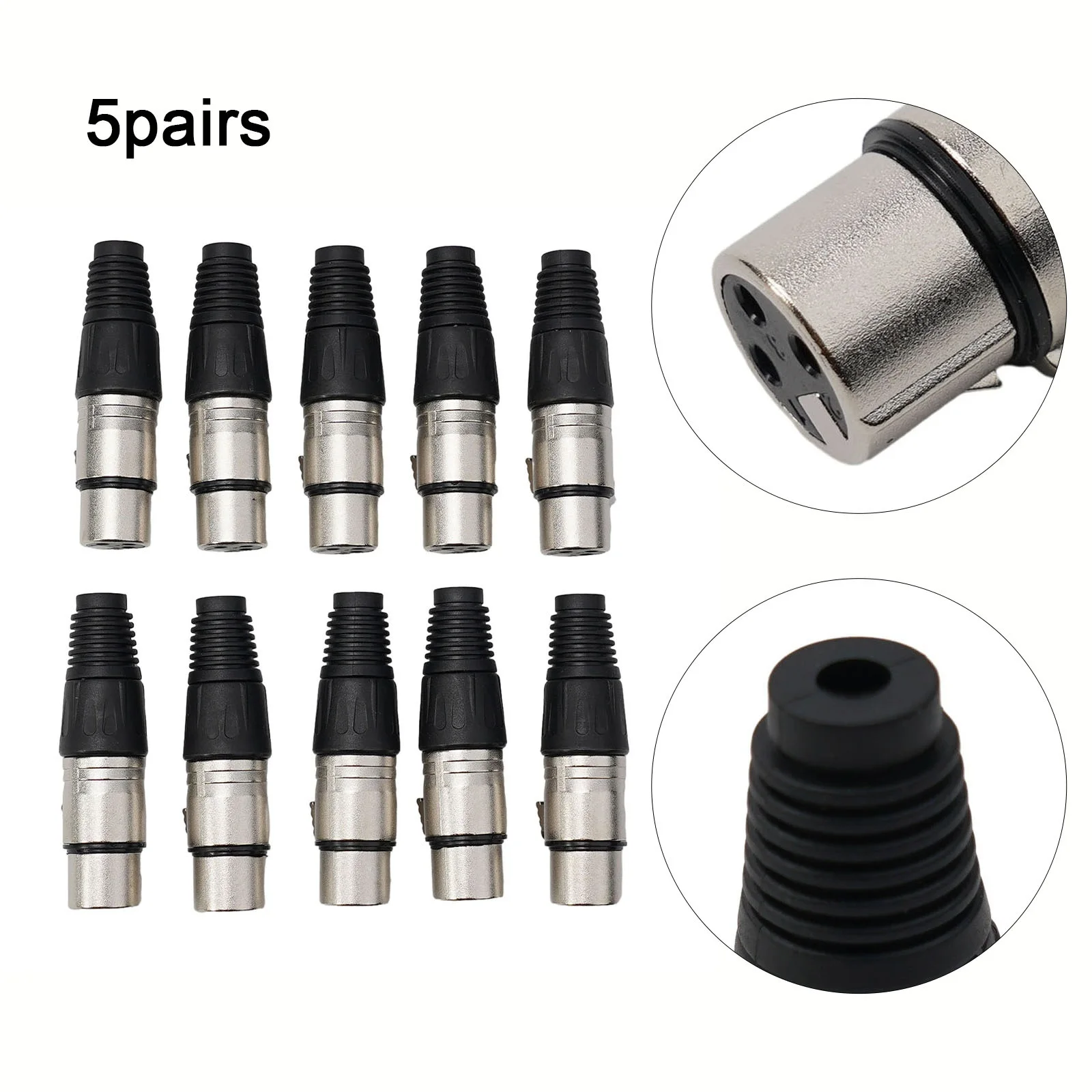 XLR 3 Pin Female Connectors 10pcs for DMX Microphone Cable Fabrication Audio Snake Termination and Stage Audio Wiring