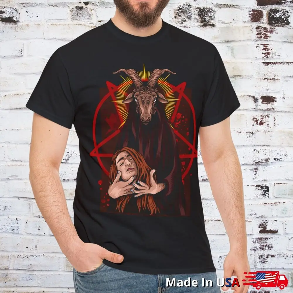 Pentagram Baphomet With Head T Shirt Ritual Goth Occult Gothic Clothing