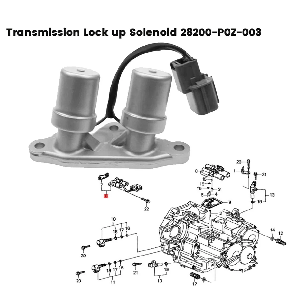 Transmission Lockup Solenoid 28200-P0Z-003 for Honda Odyssey Accord 1996-2002 Shift Valve Payoff Shaft Speed Sensor