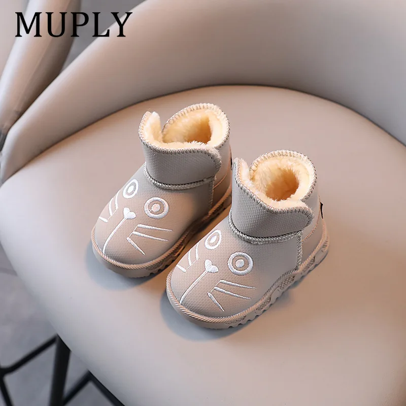 Winter New Kids Snow Boots Fashion Versatile Girls' Ankle Boots Simple Anti Slip Warm Child Cotton Shoes Zapatos Niña