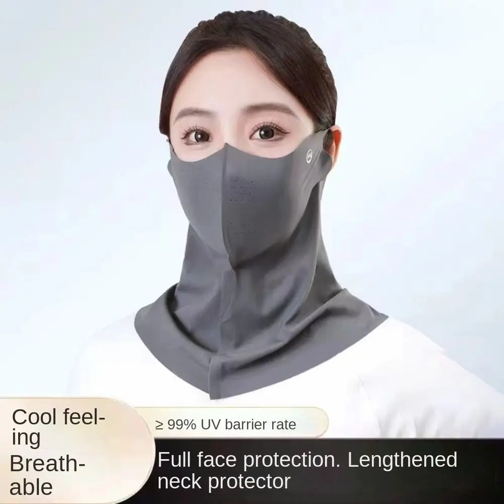 Fashion Ice Silk Sun Protection Mask 3D UPF50+ Anti-UV Neck Scarf Neck Protection Breathable Sunshade Face Mask Outdoor