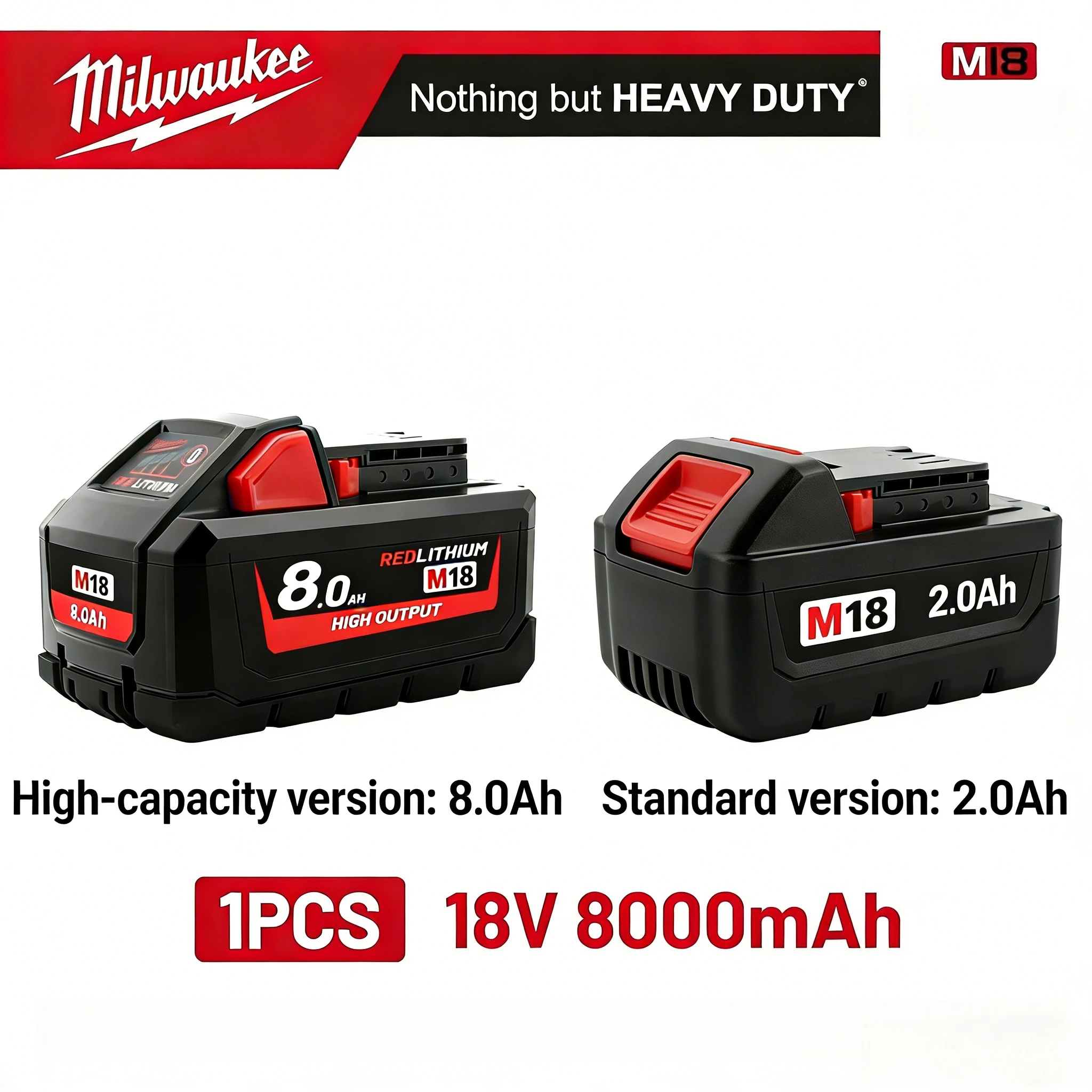 

Original Milwaukee M18B8 M18B12 12.0AH 8.0Ah 8000mAh, fast charging compatible with Milwaukee power tools Milwaukee 18V battery