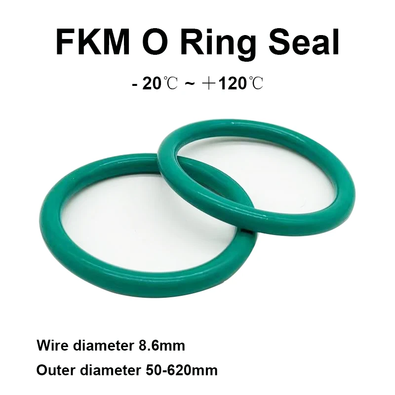 

1Pcs Green O-Ring Sealing Gasket Fluorine Rubber Spacer Oil Resistance Sealing Washer Thickness 8.6mm Outer Diameter 50-620mm