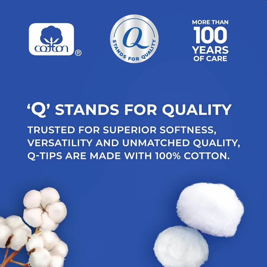 Qtips er Jumbo Cotton Balls for Beauty First Aid and Baby Care 100 Thick Cotton 100 Count Pack of 2