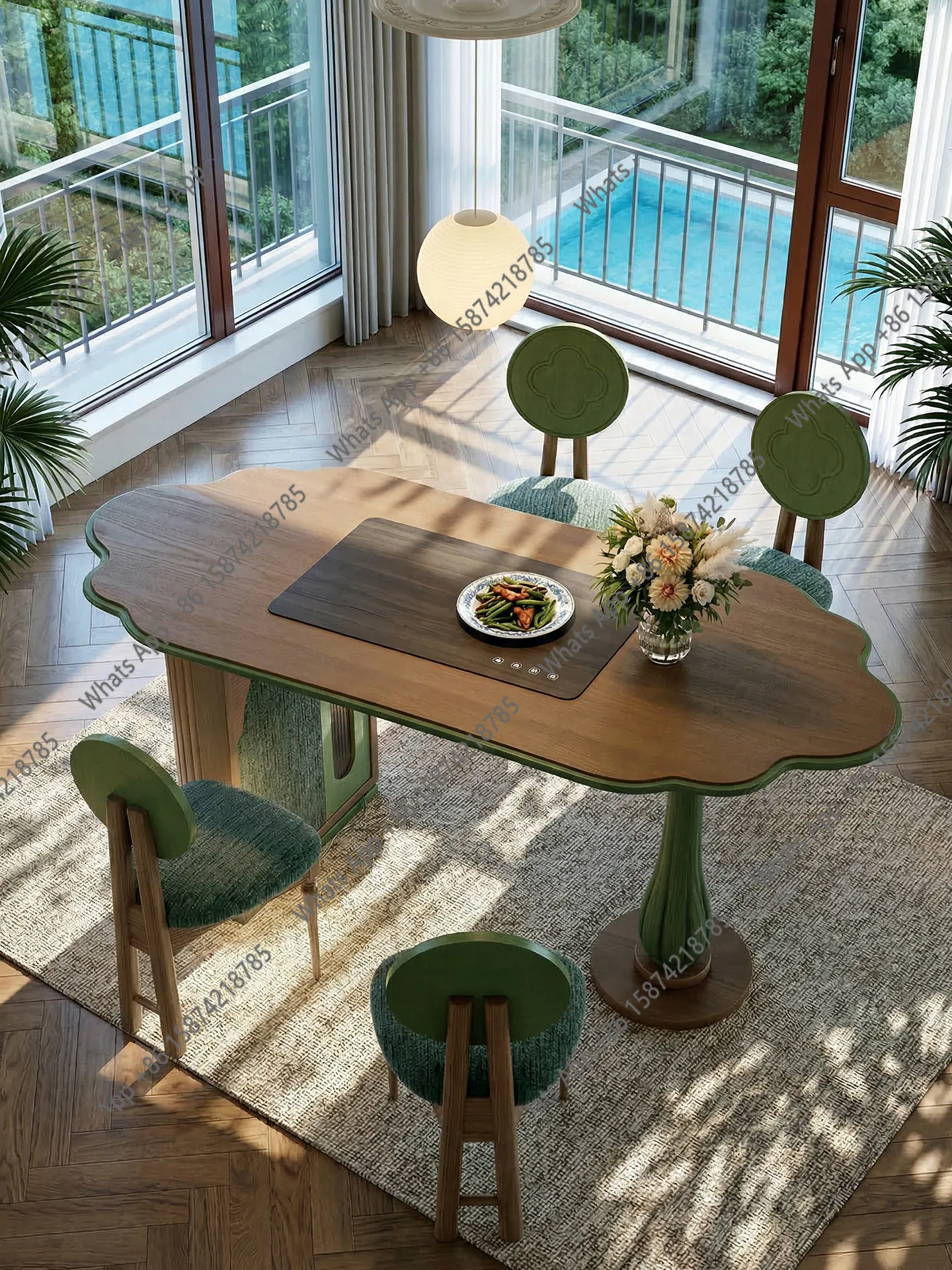 

Mn Solid Wood Dining Table Rectangle Household Ash Wood French Retro Designer Niche Storage Dining Table