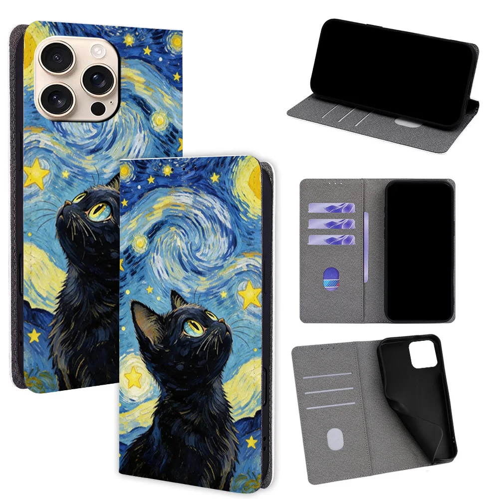 

Colorful Magnetic Flip Phone Cover for iPhone Air 17e 16e 15 14 13 12 11 Pro Max XR XS Max 8 Plus with Built-in Wallet Card Slot