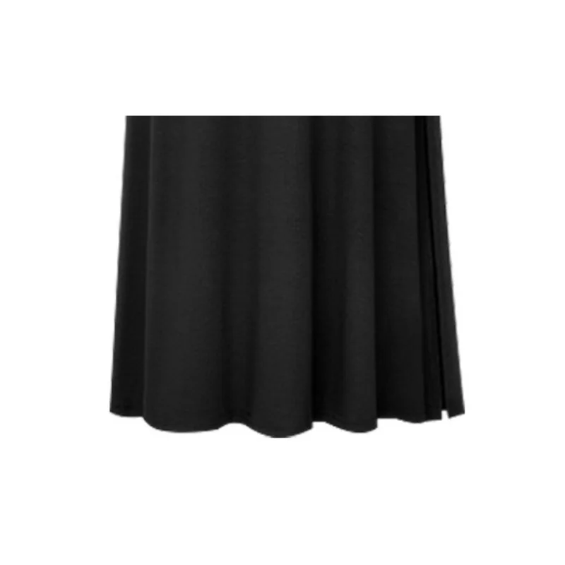1pcs High-waisted Knitted Skirt Solid Color Stretch A-line Slit Hem Below The Knee Casual Women's Skirt