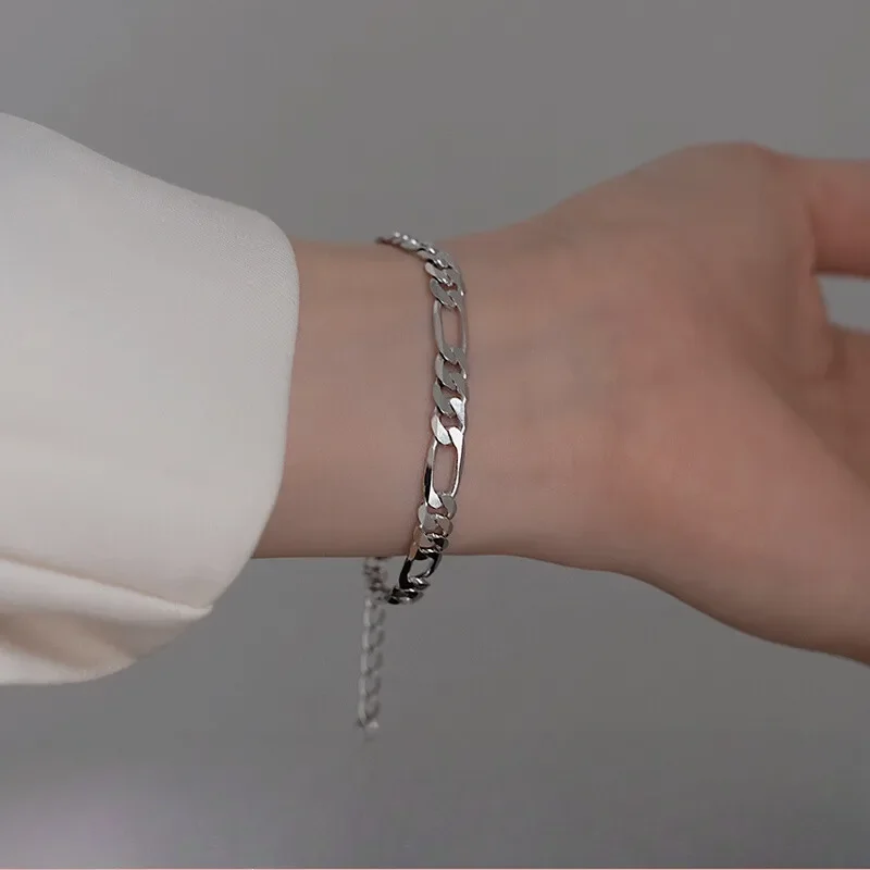 

Ins Simple Silver Bracelet Retro Hip-hop Casual Couple Chain Bracelets