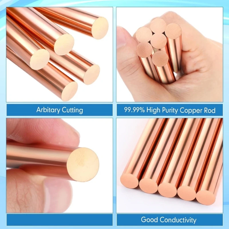 

A2UD 6Pcs Copper Round Rod 3.94" Length 0.39" Diameter Bare Solid Metal Rod Copper Rod for Metal Craft Working