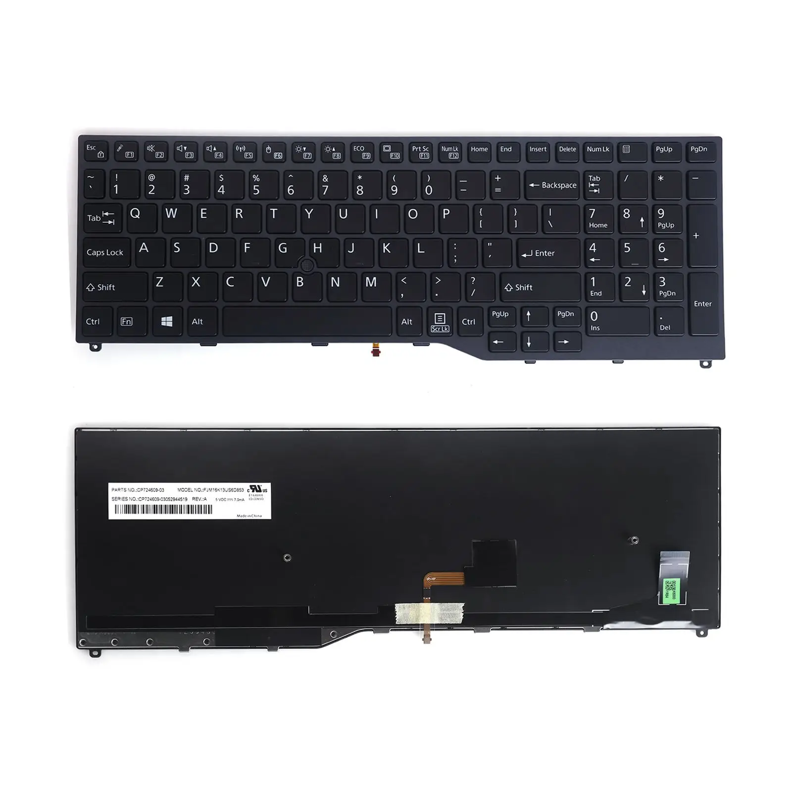 US Laptop Keyboard for Fujitsu Lifebook U747 U748 U749 E449 E548 Series Black Frame with Point Stick