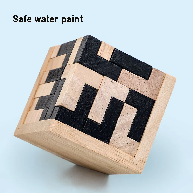 Puzzle Cube 3D Luban entrelacé, jouet éducatif créatif en bois, cerveau lQ, jeu d'apprentissage précoce, cadeau pour enfants, lettre 54L
