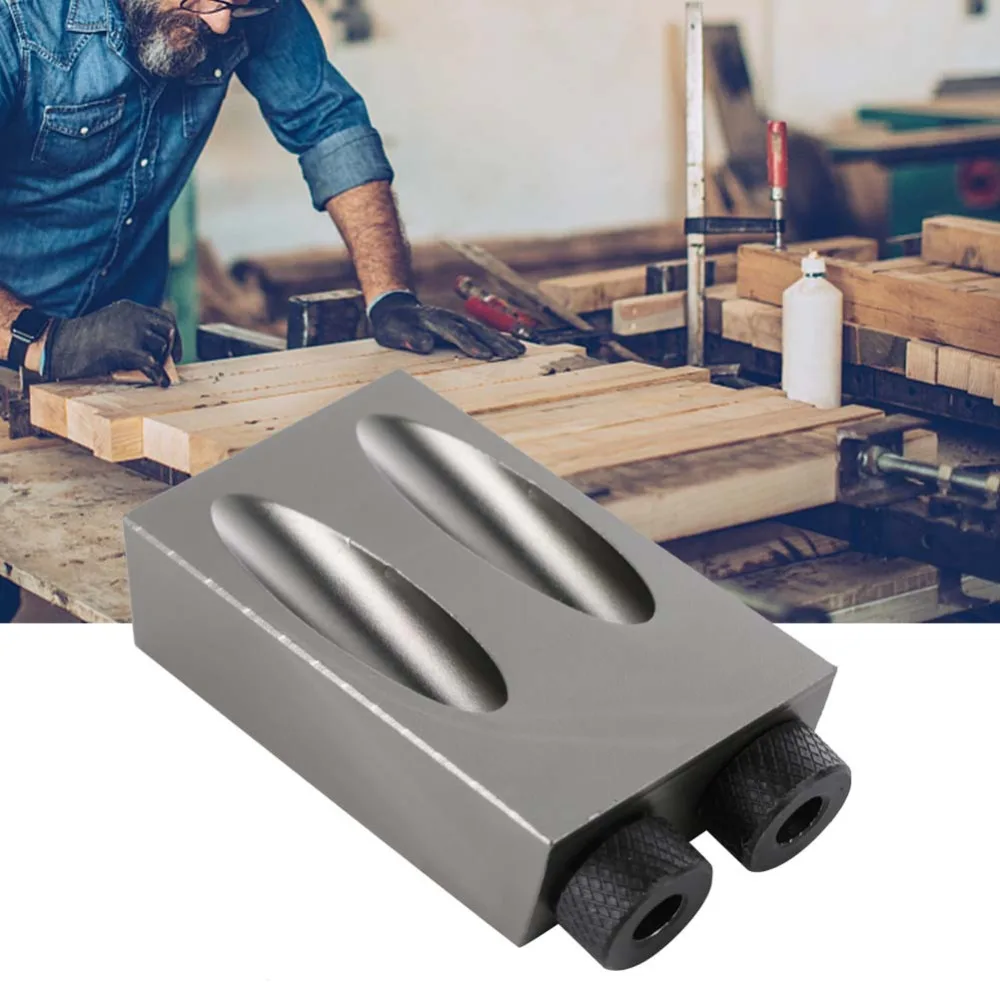 7pcs/set 15 Degree Inclined Pocket Hole Jig 6/8/10mm Drive Adapter Wood Work Positioner Woodworking Hole Jig Oblique Hole Design