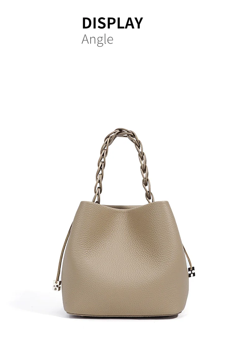 Damen Bucket Bag aus 100% Echtleder, Crossbody Schultertasche, Modische Designer-Shopper-Tasche, Trendige Marken-Handtasche – Detail 12