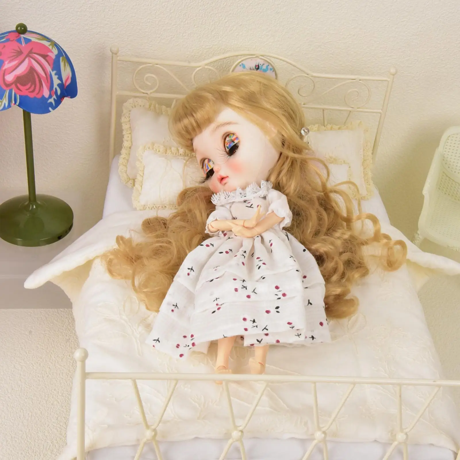 

1:6 миниатюрная железная кровать-платформа, двуспальная кровать, сделай сам, мини-кровать в стиле ретро для ручной работы