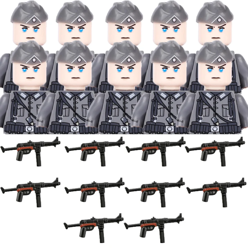 Military Building Blocks Solider Figures Gifts Toys Weapons Guns Adults Children Gifts German Ukraine USA Full-Body Printing