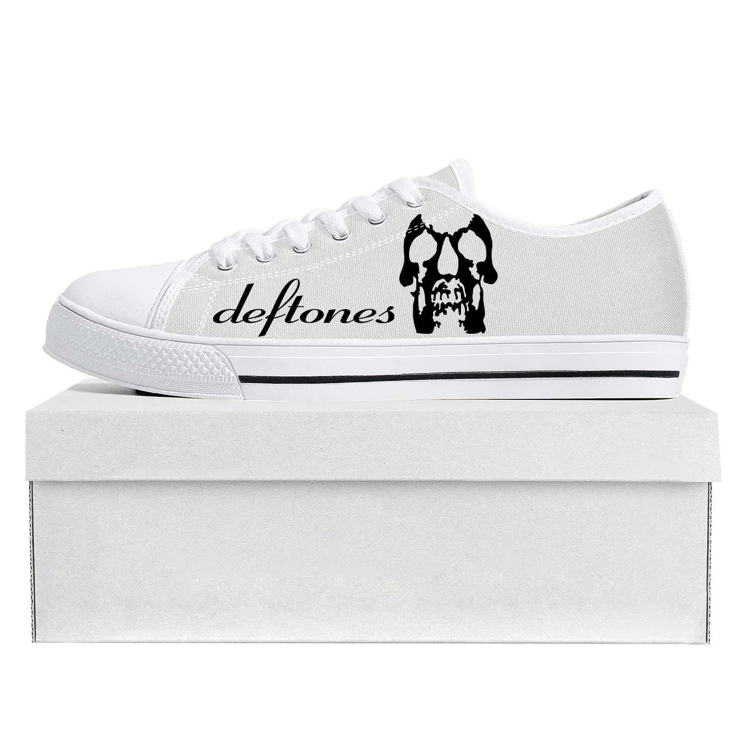 

D-Deftones Rock Band Low Top High Quality Sneakers Mens Womens Teenager Canvas Skeleton Couple Shoes Pop Sneaker Custom Shoe