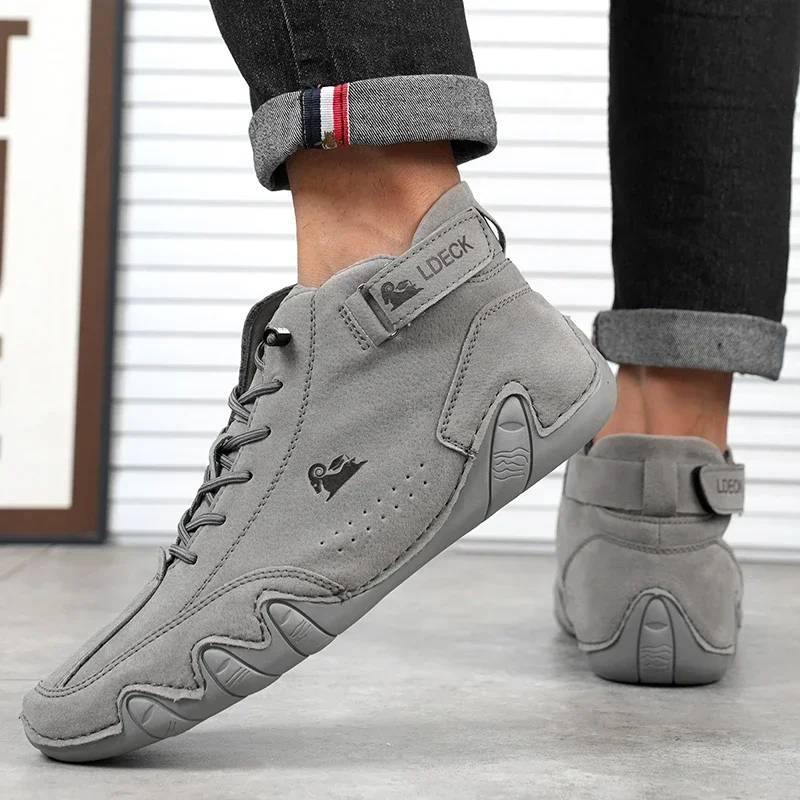 

Men's Casual Bare Boots Luxurious Fashionable High Top Sports Shoes Trendy Loafers Waterproof Wear-resistant Motorcycle Shoes