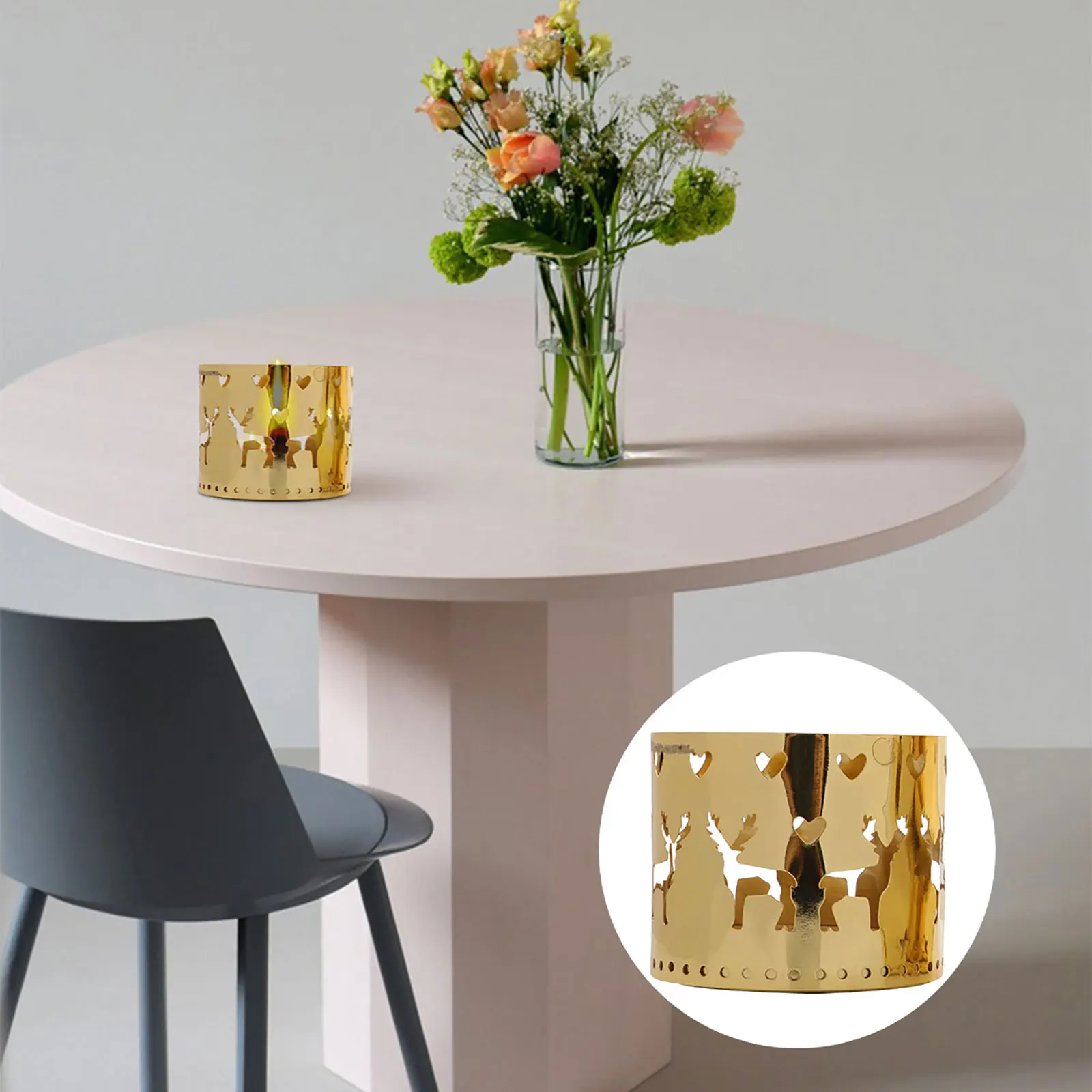 

3Pcs Christmas Hollow Holder Iron Creative Desktop Tea Light Stand for Festive Home Party Decor Desktop Holder