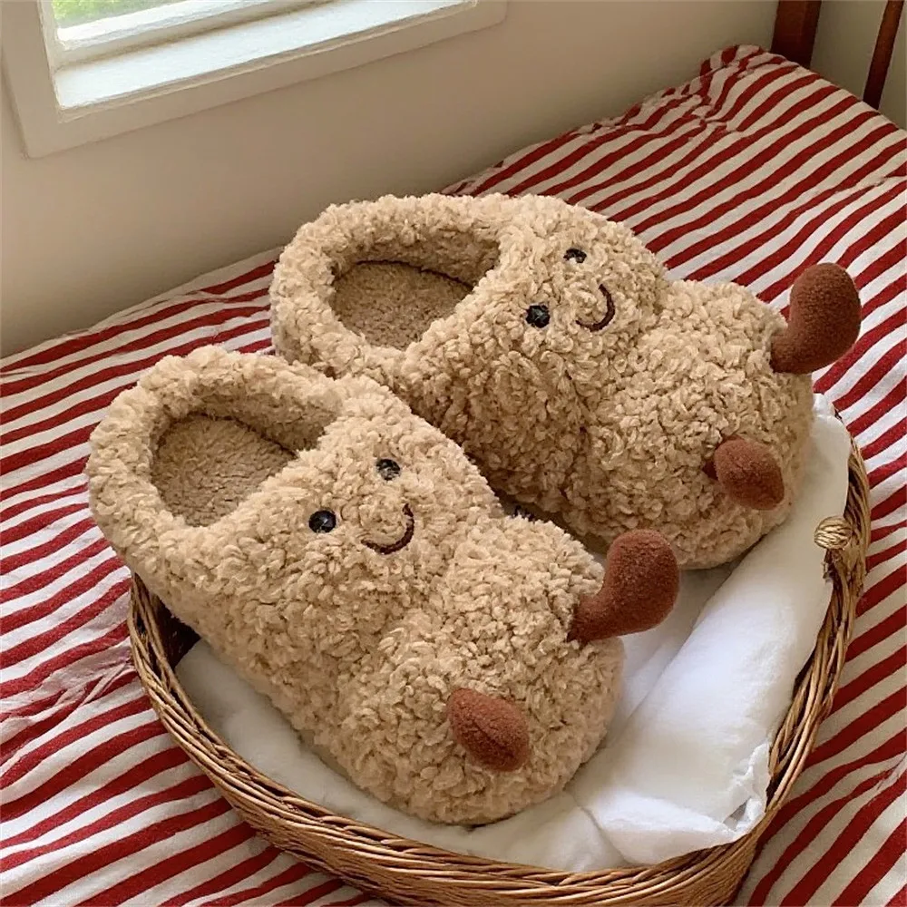 

Зимние домашние тапочки Fun Peanut: теплые, нескользящие, для послеродового периода, креативные, новые, плюшевые, хлопковые, для женщин и девочек
