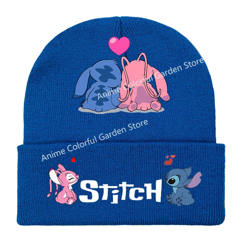 Disney Couple Stitch Knitted Hat for Boys Girls Anime Cartoon Cute Caps Winter Travel Warm Windbreak Knit Cap Best Friends Gifts