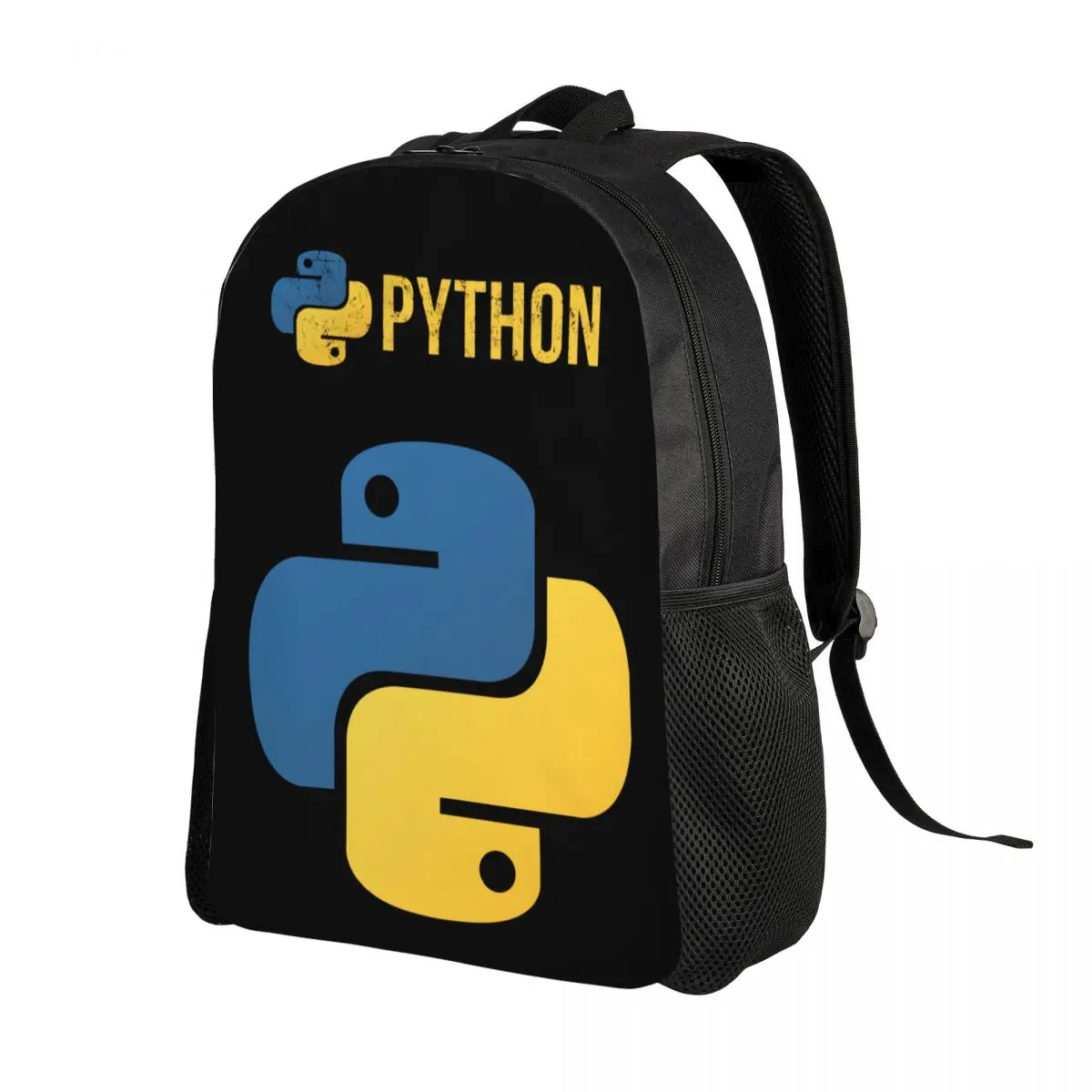 Python Programmer Laptop Backpack Women Men Fashion Bookbag for School College Students Distressed Developer Bag