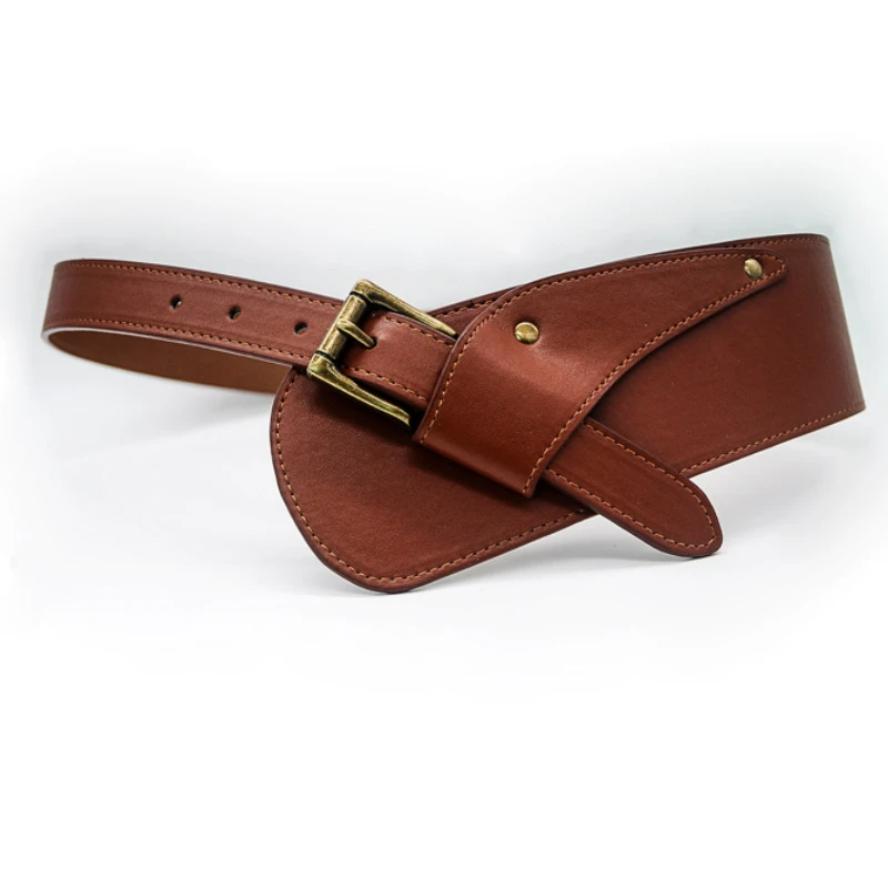 Modny klasyczny damski szeroki pasek w stylu Vintage solidny pasek akcesoria do sukienki Casual Business PU stop materiał gotycki pasek