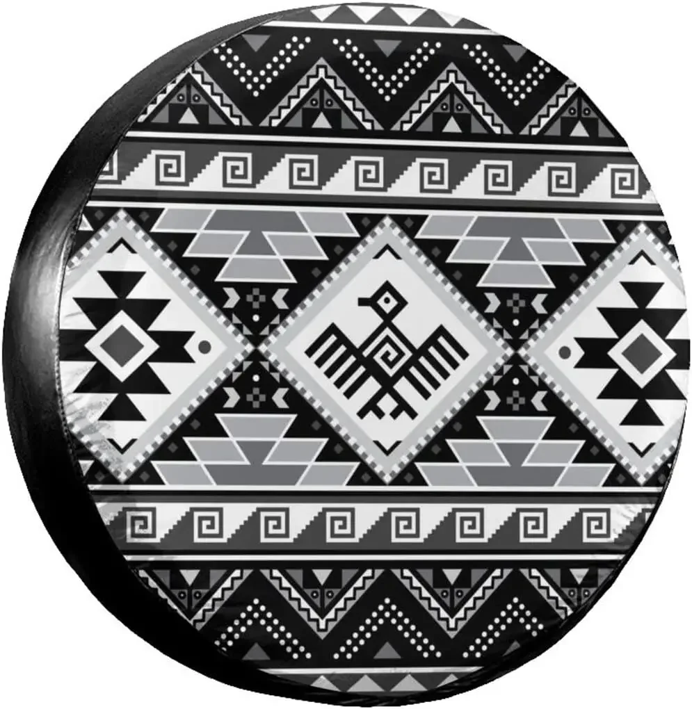 Christmas Decorations Southwest Aztec Tribal Geometric Bird Triangles Spare Tire Covers Polyester Universal Waterproof Sunscreen