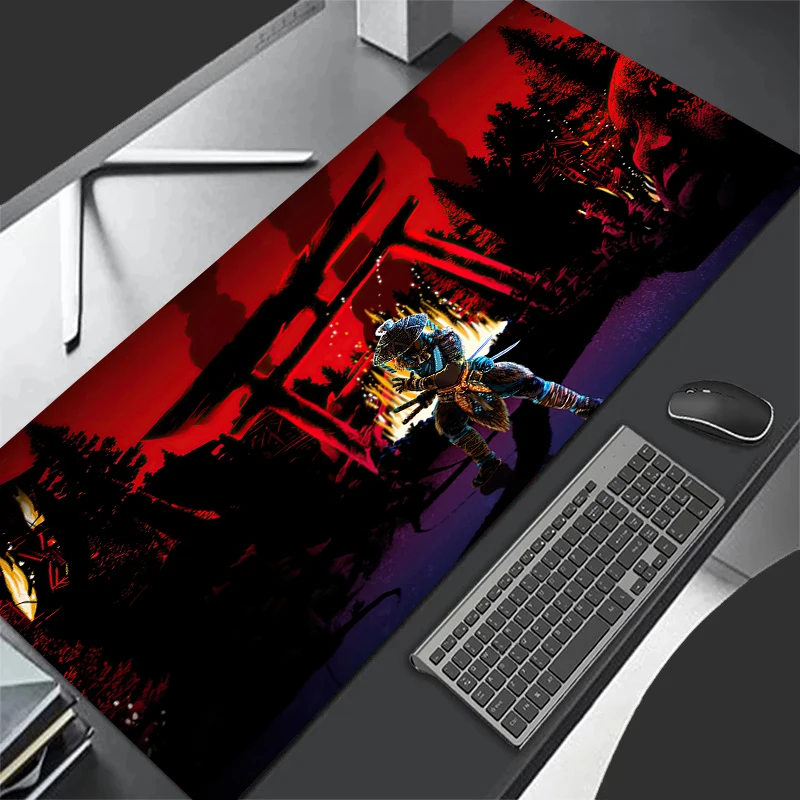 Japanese samurai mouse pad large gamer keyboard pads XXL gaming laptop desk mat home office mousepad anti-slip rubber table mats