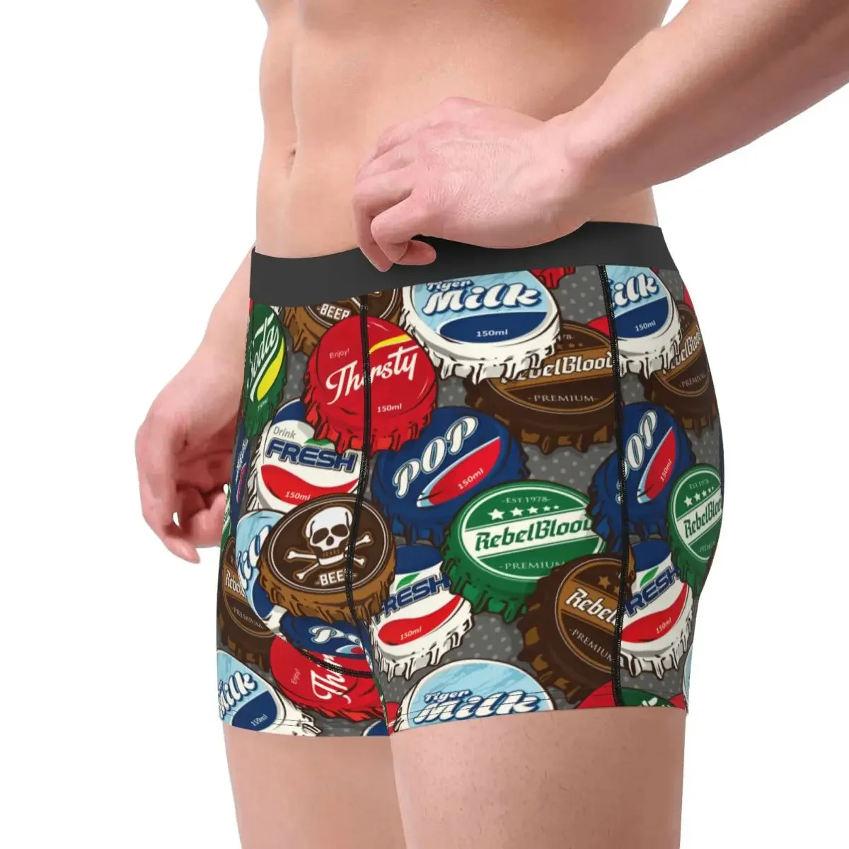 Men's Underwear Underpants Classic Popular Bottle Caps Men Boxer Shorts Elastic Male Panties