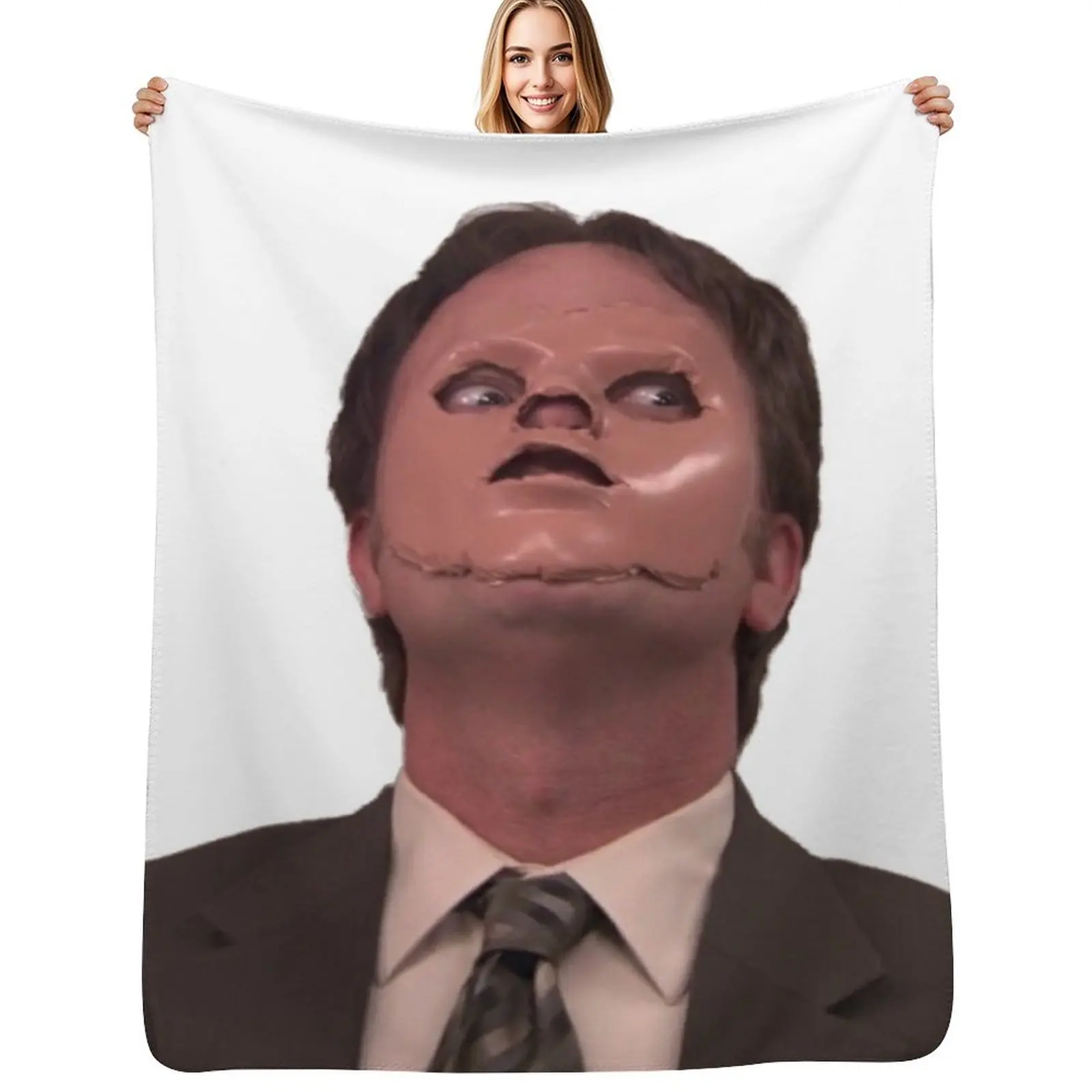 

Dwight Schrute - Skin Mask Throw Blanket funny gift Flannels Decorative Beds Quilt Blanket