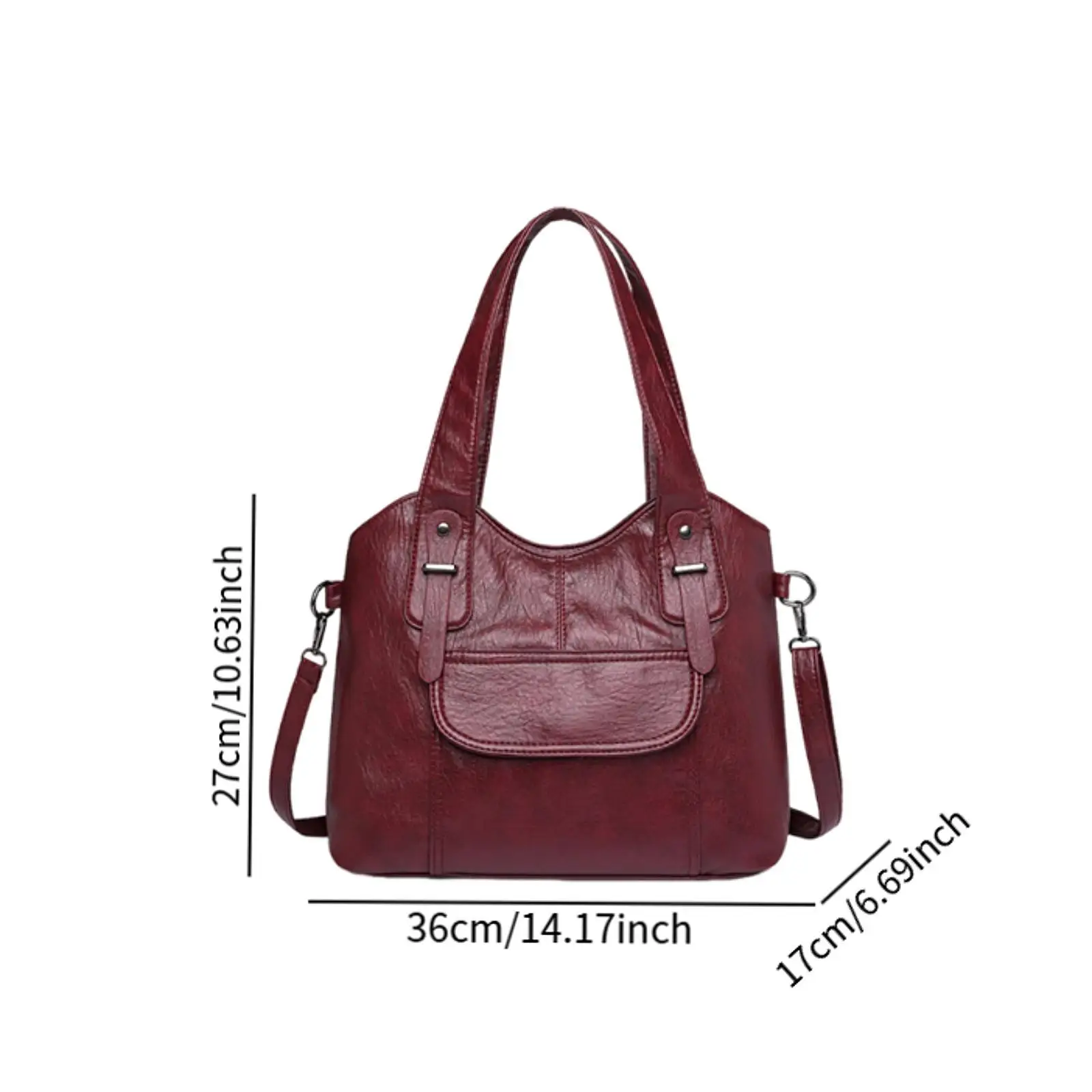 حقيبة كتف من جلد البولي يوريثان، حقيبة يد نسائية ذات سعة كبيرة للتسوق