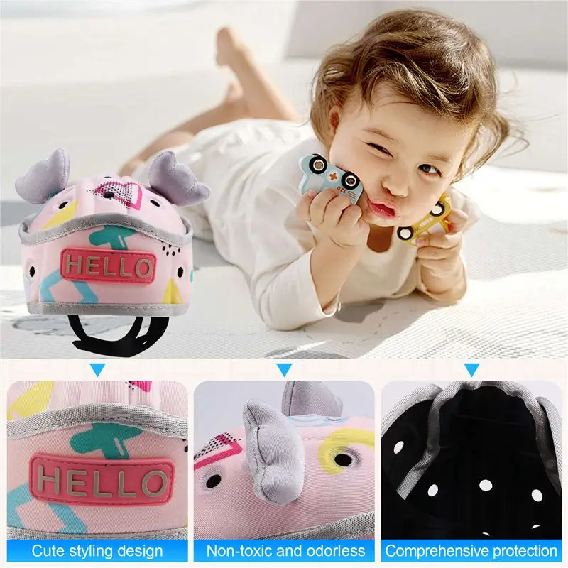 Casco di sicurezza regolabile B05C per bambini, protezione per la testa a 360 gradi, cappello di sicurezza morbido per bambini che imparano a camminare