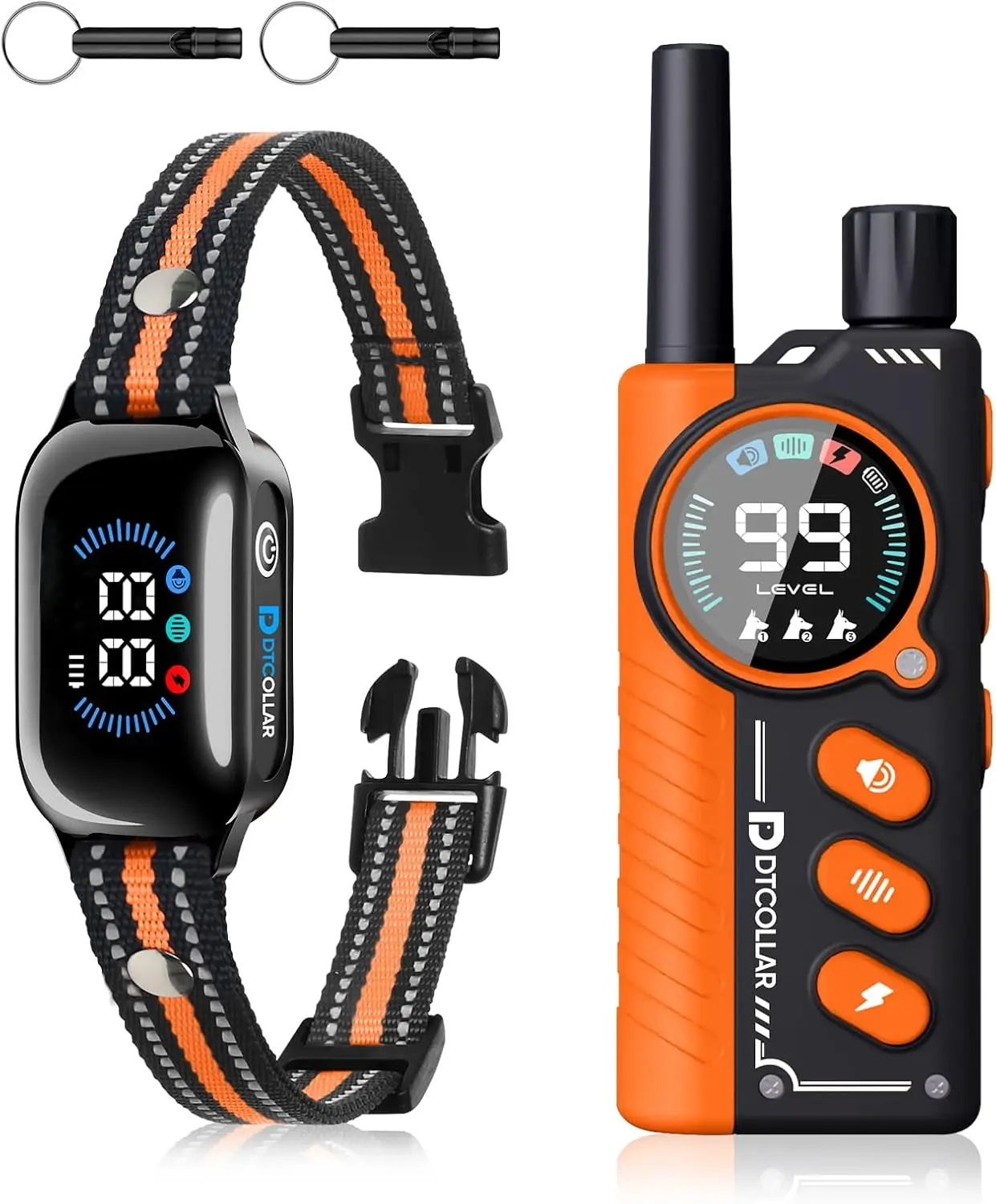 

Ошейник 2-в-1 для дрессировки собак с цветным экраном, пультом ДУ на 3300 футов, режимами звукового сигнала/вибрации/электрошока, для собак весом от 8 до 120 фунтов, водонепроницаемость IP67