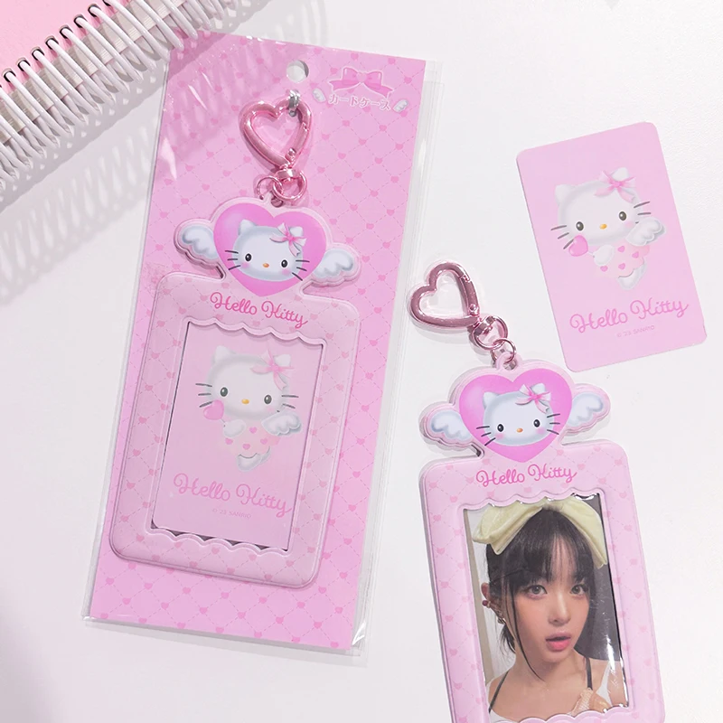 Cartoon Cute Love Angel Protective Case Pendant Keychain Anime Anti Lost Card Storage Bag Photocard Protective Cover For Girls